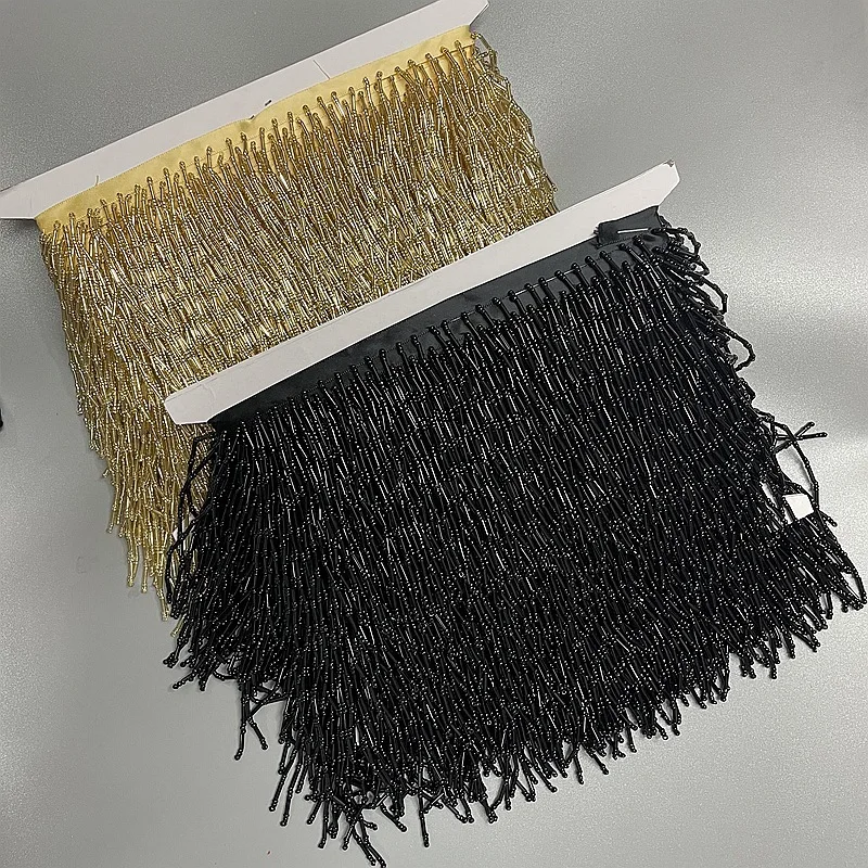1 Yard Gold Čierne červené okrajové korálkové korálkové črepné čipky 10 cm trubice Fringe Fringe pre záves na šitie domáceho textilu Dance Ribbon