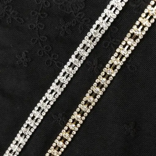 1 yard číry šiť zlato so ZLATNÝM ZÁVODNÝM ZÁVODNÝM SKLASNÝM reťazcom DEAP RANESTONE ORIKÁVANIE DIY Šijacie príslušenstvo Art Craft 9 mm