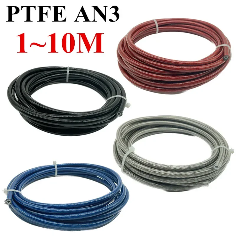 1 ~ 10 m AN3 Motocyklová spletená nehrdzavejúca oceľ + PVC + PTFE brzdová linka Hadica Kvapalina Hydraulická hadica na nečistoty Plyn