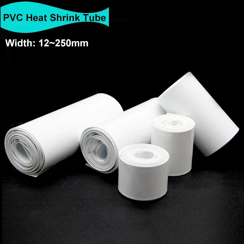 1 ~ 10 m biely PVC Tepelný zmrystiek 18650 batéria 12 ~ 250 mm izolovaná chránič kábla shink trubice Pin Litium Battery Film Puzdro