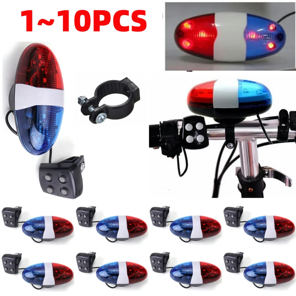 1 ~ 10ks 6 LED policajné predné svetlo Výstražné predné svetlo Sérka Sirovná elektrická rohová zvonica bicykla Lampa Elektronické príslušenstvo na jazdu na rohoch