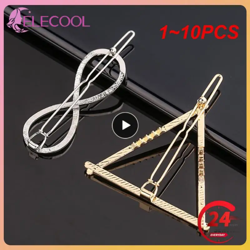 1 ~ 10ks Chic Metal Geometric Hair Clip Round Triangle Barrettes Hairpin Barrette vlasové pazúry dámske módne vlasové doplnky