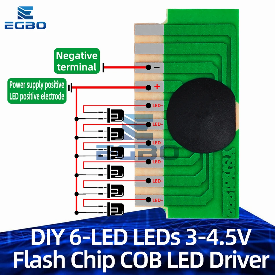 1 ~ 10ks EGBO DIY 6-LED LED diódy 3-4,5 V Flash Chip LED vodiča Cyklus blikajúcej riadiacej dosky Modul IC Electronic