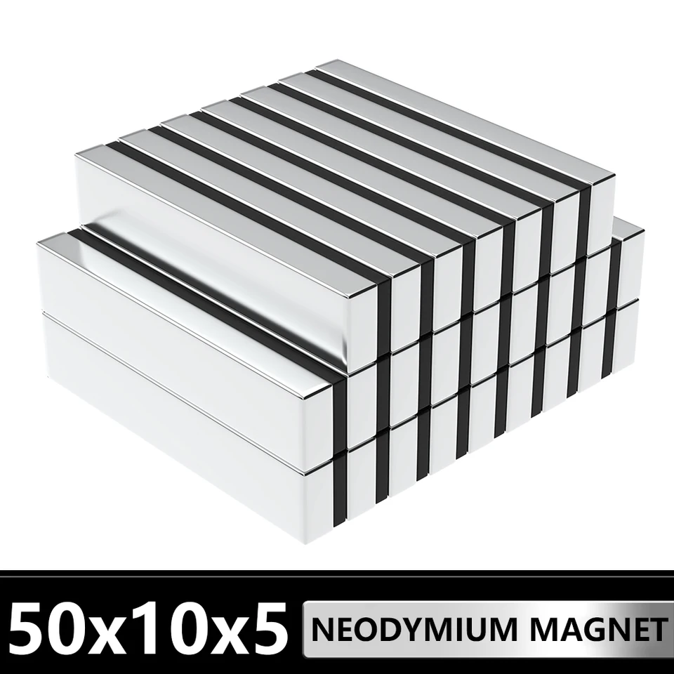 1 ~ 50ks blokový magnet 50 mm x 10 mm x 5 mm ndfeb super silné neodymiové magnety silné permanentné magnetické imány 50x10x5
