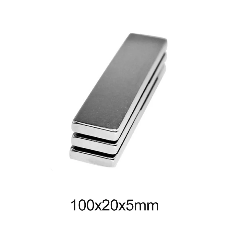 1 ~ 5ks 100x20x5 Magnety vzácnych zemín 100mmx20mm Strip Blok obdĺžnikových magnetov 100x20x5mm Permanentný neodymiový magnet 100*20*5 mm