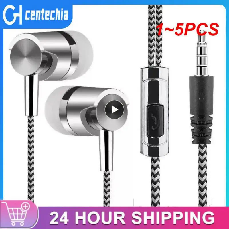 1 ~ 5ks Univerzálne spletené kábel s náhlavnou súpravou s mikrofónom 3,5 mm bass bass stereofónny káblový ovládaný športový slúchadlá pre inteligentné