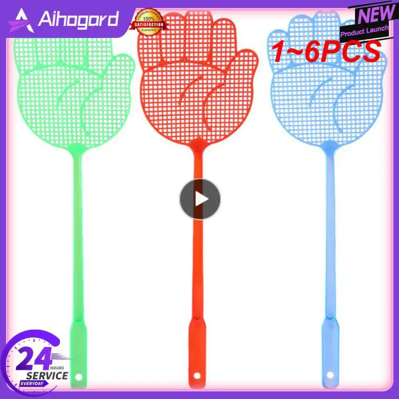 1 ~ 6ks Plastové plastové mušky v tvare dlane v tvare dlane Swatter Swatter Swatters Mosquito Pest Control Histor Killer Domáce kuchynské príslušenstvo náhodná farba