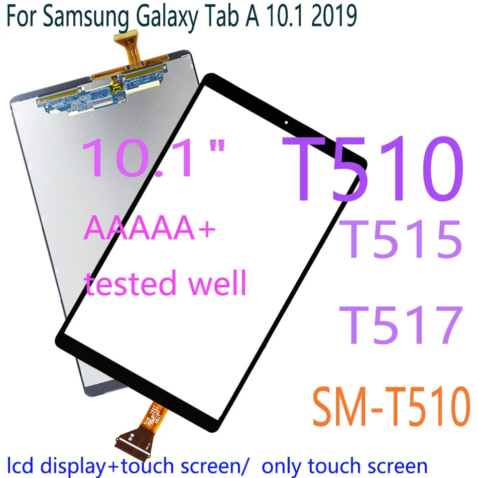 10.1 '' LCD pre kartu Samsung Galaxy A. 10.1 2019 T510 T515 T517 SM-T510 LCD DISPIT DISPIT DISPITIZAT DIGITIZERIZATIZAL NÁHRADY