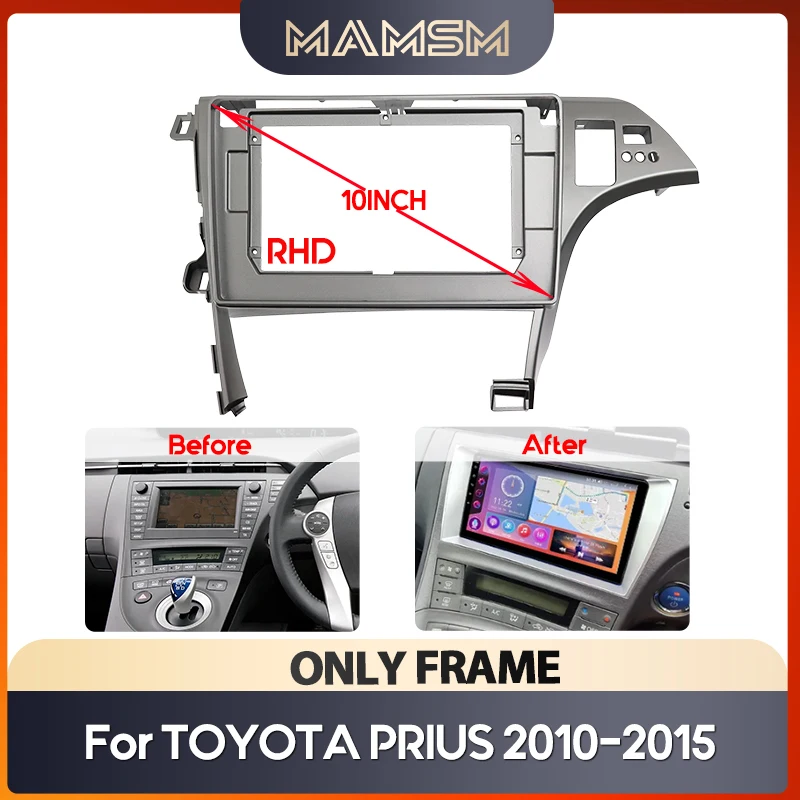 10,1 palca Interiérové ​​príslušenstvo 2 DIN Radio GPS Fascia pre Toyota Prius (RHD) 2010-2015 Panel Rám Dash doska Mount Kit