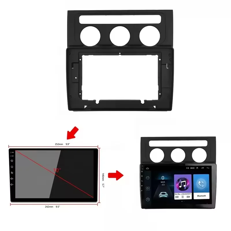 10,1 palca Rádio fascia pre Volkswagen Touran EcoFuel 2004-2008 Dvojitá stereo GPS DVD Player Inštalácia Panel Panel Surround Kit Rám