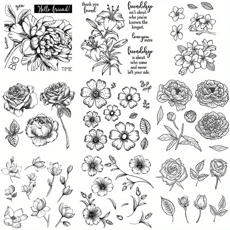 10*10 cm kvetinová rastlina séria Silikón Transparentná pečiatka pre scrapbooking denník dekoratívny DIY Junk Journal Clear Stamp