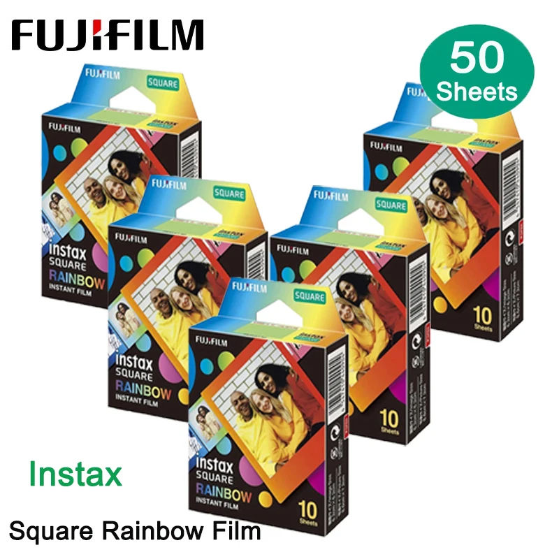 10-100 listov Originálny Fujifilm Instax Square Dúhový film pre Fujifilm Instax Square Sq1/10/40/6/20/SP-3 Instax Square Film