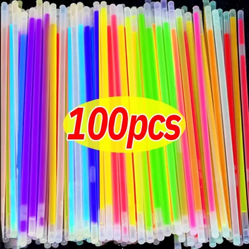 10/100ks fluorescenčné palice Party viacfarebná žiariaca palica Bright Farebné svetlo jasne ohýbateľné žiariace náramky Party Dodávky