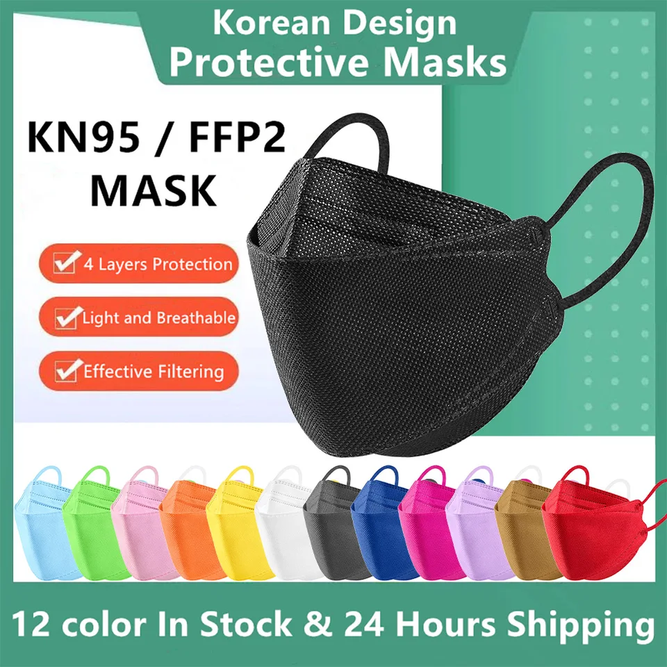 10-100ks Mascarillas FFP2 tvár Mask CE schválený FPP2 nakladateľný KN95 KF94 Masky Čierne rybie masky FFP2Mask KF94MASK