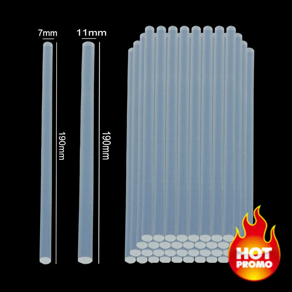 10-100ks Priehľadné horúce topenie lepidla Glue Stick 7 mm / 11 mm Strong Visco Home DIY Nástroje pre elektrické grus pištoľ Oprava albumov