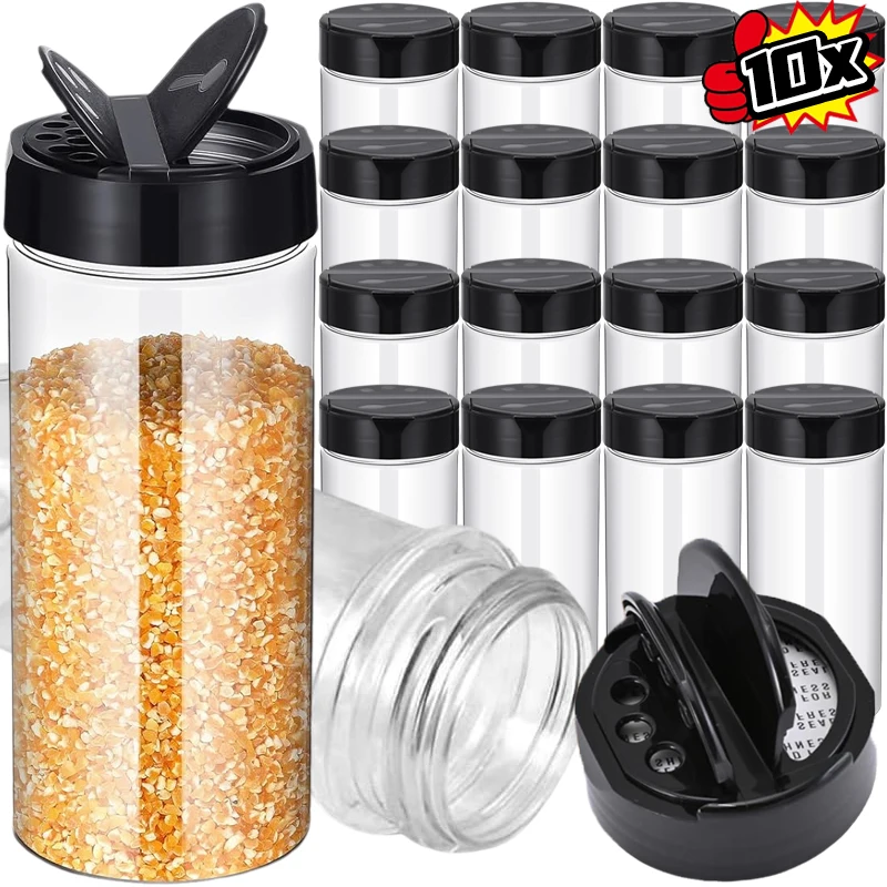 10/11ks číre korenie fľaša soľ Salt Pepper Shakers Plastové grilovacie korenie poháre zhodu krabičky Domov kuchyňa Storage Can