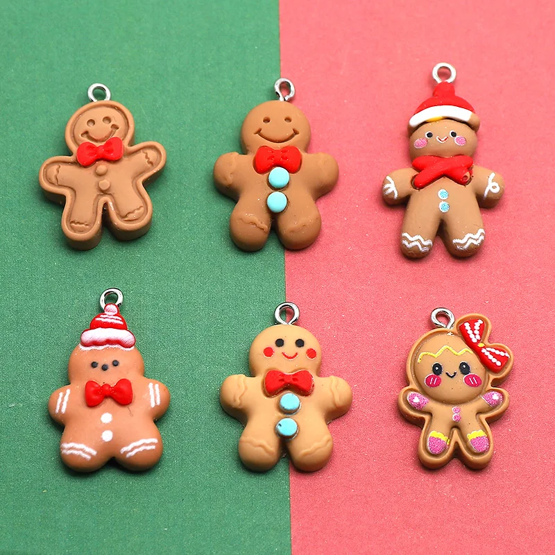 10/12ks vianočný perník muž cookies živicové kúzla roztomilé vianočné dekorácie Jedlo prívesku pre náušnice