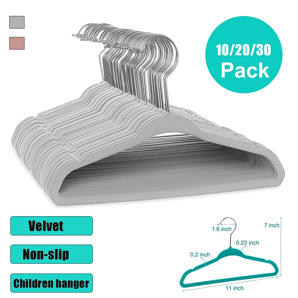 10/20/30 Balíčku Non-Slip Velvet Kids Hangers for Bundes, Pants, Chlay Clother pre oblečenie Domov Colgador de Ropa TDH