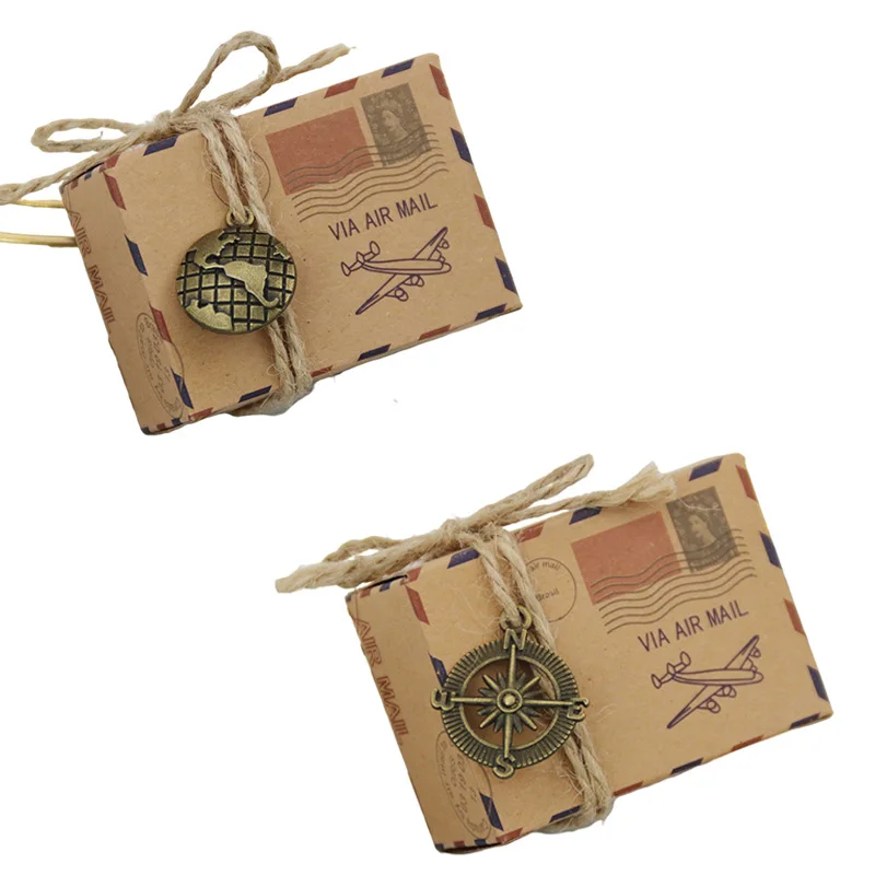10/20/30cs kraft papierové lietadlo Mail Mail Zavedenie Candy Darček Globe Compas pre hosťa pre bábätko