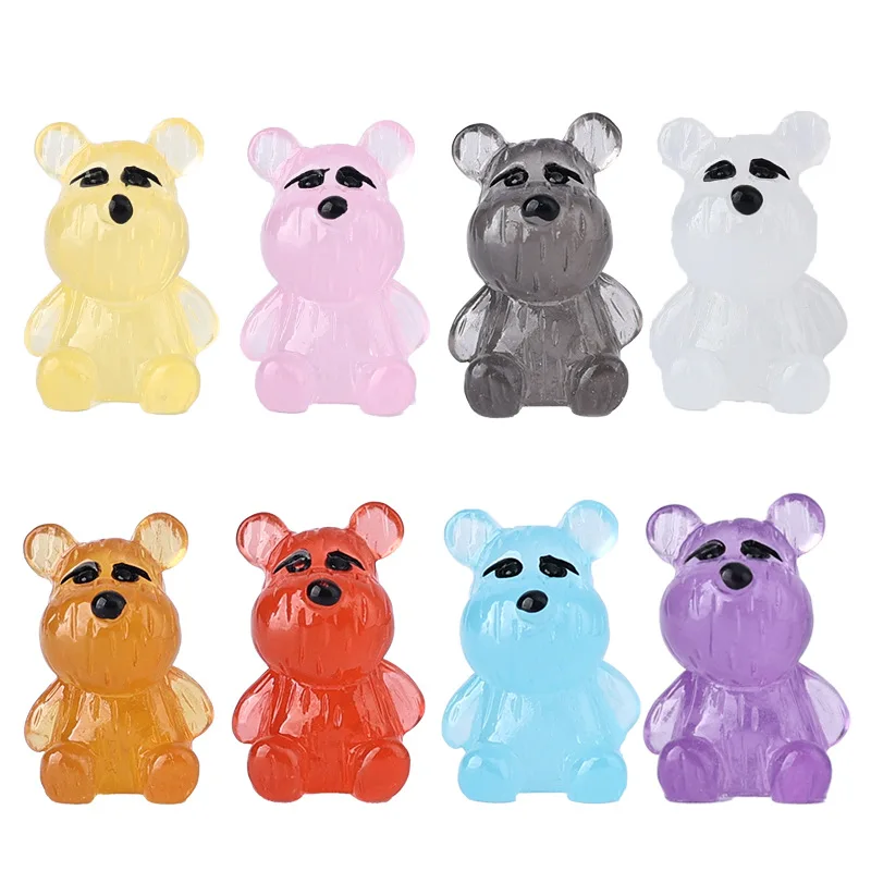 10/20/30ks kawaii Luminous Mini Bear živica žiara v noci Samll Bears Animal Pendant Figuríny Ornament Fairy Garden DIY Accessy