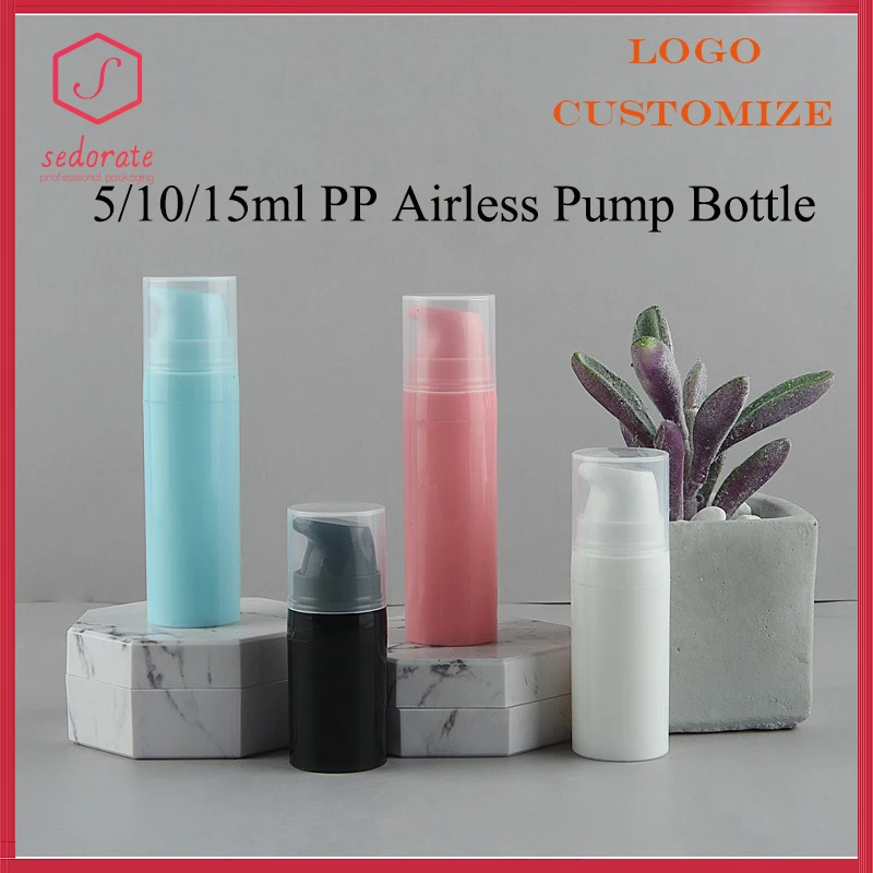10/20/50/100 pcs PP Airless Pump Bottle 5 ml 10 ml krémové fľaše 15 ml prázdne plastové sérové ​​doplňovateľné fľaše Cosmetic 50401