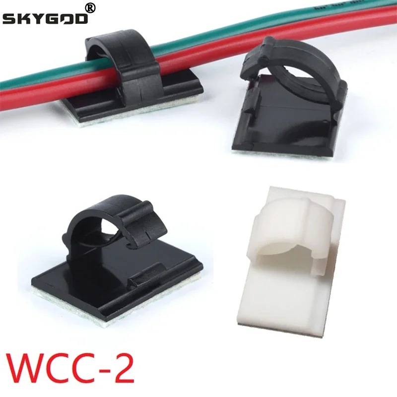 10/20/50ks WCC-2 káblové svorky Self Adhesive Wire Clip TIE Fixer montáž