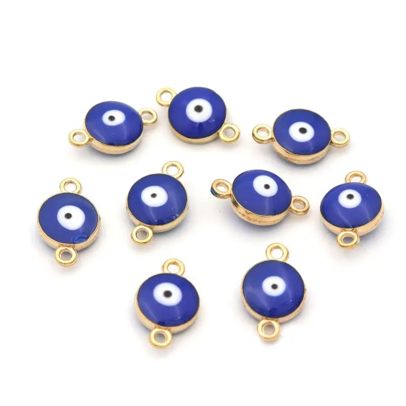 10/20 Dve diery smaltované konektory Zlo Evil Eye Charce Spacer voľné kovové korálky pre šperky výroby DIY náramok náhrdelníkov