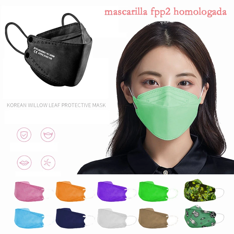 10-200ks FFP2 3D mascarillas 4 vrstvy KN95 Rybie masky FPP2 Maska schválená FFP2 Mask CE Certifikovaná mascherín FFP2 FP2 PM059