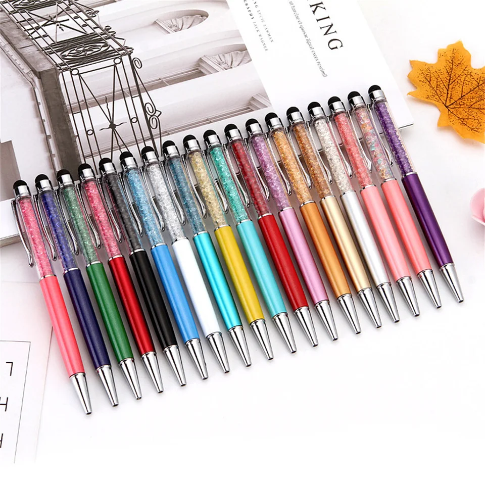 10/20ks 2 v 1 Crystal Stylus Pen Capacitive Touch Screen Diamond Ballpoint Pen pre iPhone 13 14 iPad Samsung Huawei Tablet PC