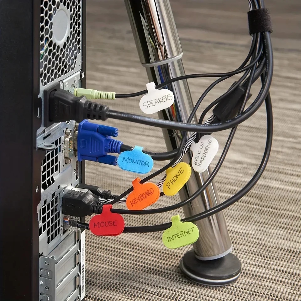 10/20ks Colorrandom Cable Labels Kábel Kátore opakovane použiteľné s nálepkami na nálepky kábla a značiek drôtov ľahká identifikácia