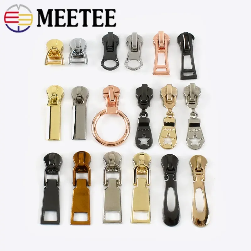 10/20ks Meettee 5# Zipper Slider pre kovové zipsy DIY Šitové zipsové vrecko vrecko na vrecko na opravu peňaženky Nástroje na mieru krajčír