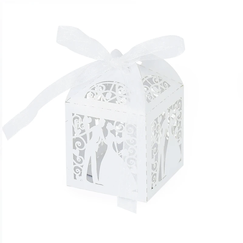 10/20ks nevesta a ženích Candy Box Svadobné dekorácie Hosť Zavlátorenie Cookie Cookie Cookie Darčeková skrinka Mariage Souvenírs Dodávky večierkov