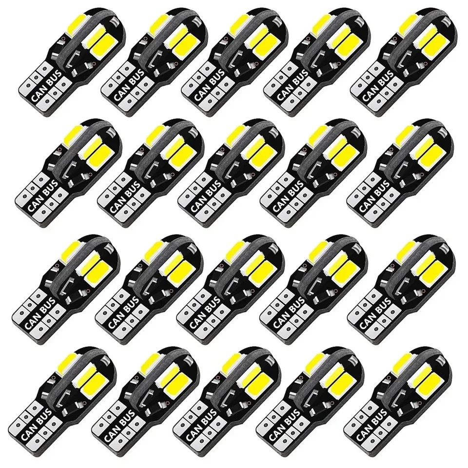 10/20ks W5W T10 LED žiarovky CANBUS 5730 8SMD 12V 6000K 194 168 LED auto mapa auta Dome Lights Parkovacie svetlo automatické signálne lampa