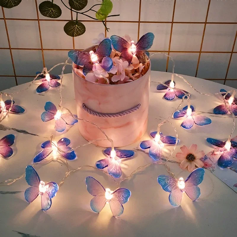 10/20led Butterfly Lights String Batéria Vonkajšia víla nočná lampa Girland Curtain Dievčatá Brithday Svadobná hostina dekorácia