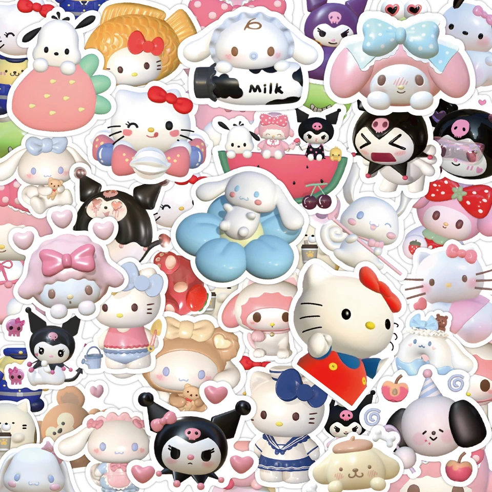 10/30/10/1120ks zmiešané sanrio anime graffiti nálepky kawaii roztomilý karikatúra detská nálepka hračky s darčekom kufr