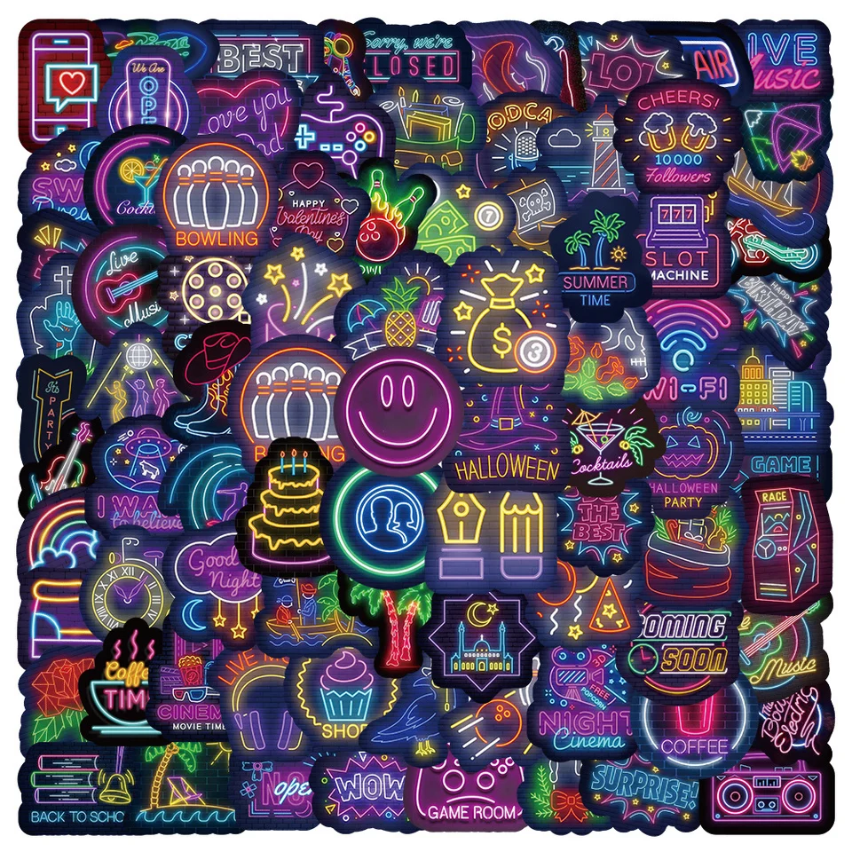 10/30/50/100 pcs karikatúra vsco neónové svetlo graffiti nálepky nálepky pre notebook Chladnička Chladnička Funny estetická dekorácia nálepka