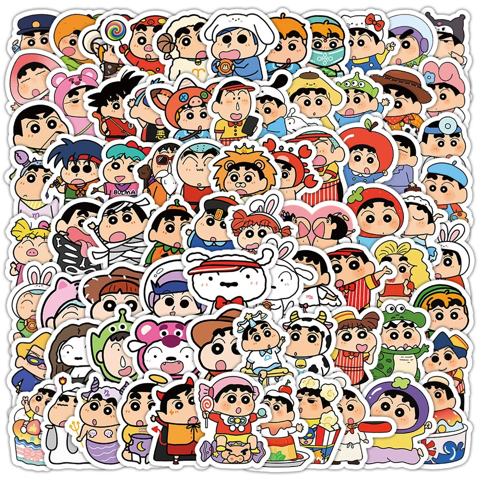 10/30/50/100ks, vtipná karikatúra Crayon Shin Chan Stickers for Laptop Car Telefón, nepremokavý