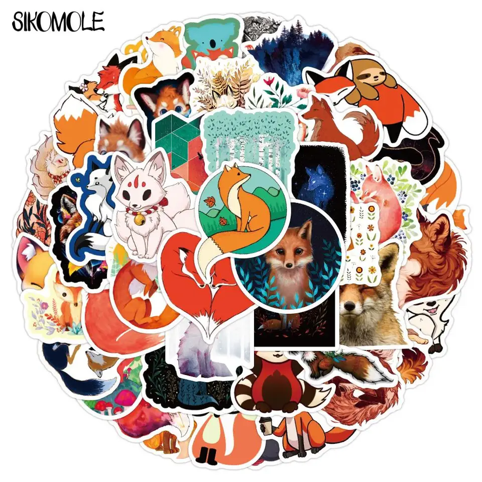 10/30/50ks Cute Animal Fox Stickers Classic DIY Skateboard Guitar Guitar Travel Snowboard batožina detské hračky graffiti nálepka F5