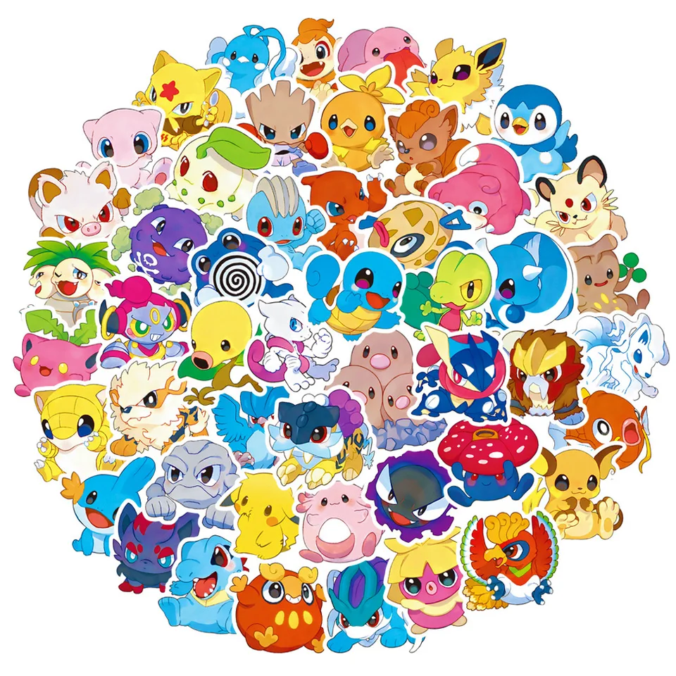 10/30/50ks Funny Kawaii Pokemon Anime Cartoon Stickers Pikachu nolát notebook Telefón prenosný automobil Roztomilé dekorácie Nálepky pre deti