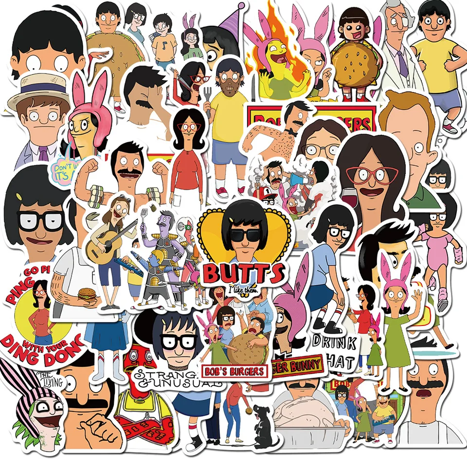 10/30/50ks karikatúry Bobs Burgers anime nálepky Nálepky pre laptop Chladničku Telefón Scrapbook Scrapbook Cool Witerprood Sticker Kids Hračky