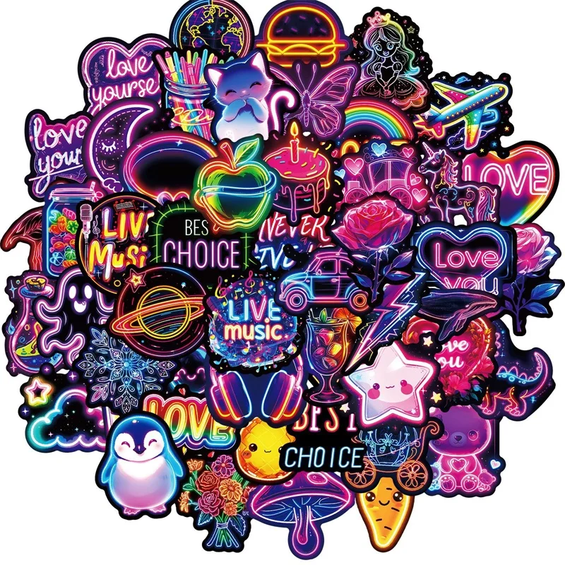 10/30/50ks kawaii Love Neon Lepkal PVC STRACKER AESTHETICKÝ DIY DEY DETICKÁ DETICKÁ SCRABLOCKING DODATOK Ručné účtovníctvo