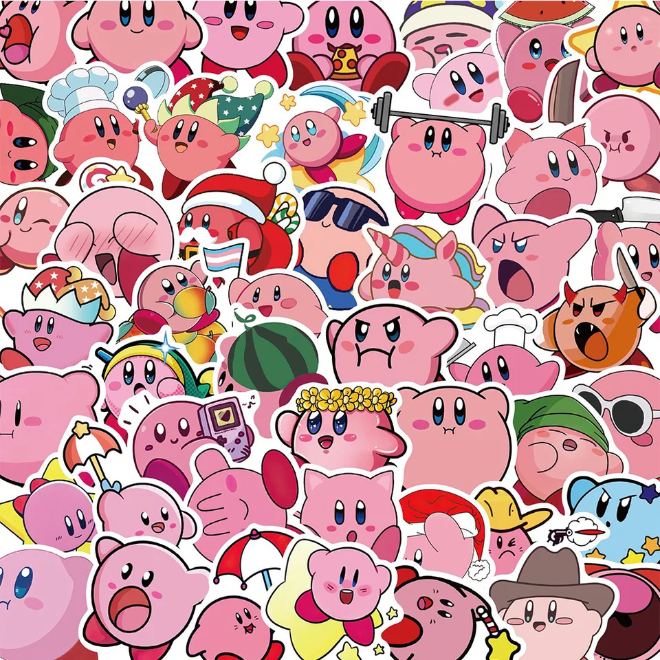 10/30/50ks roztomilý kirby anime nálepka Guitar Skateboard DIY nepremokavé puzdro na telefón kawaii slepka na laptop kawai nálepky balíčky