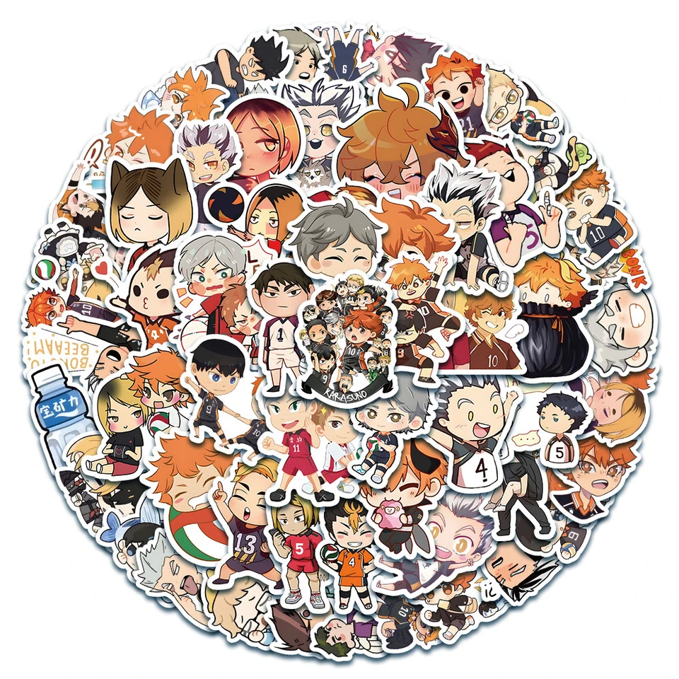 10/30/63ks kawaii anime haikyuu !! Nálepky roztomilé hinata scoyo karikatúra nálepky skateboard notebook slepka na telefón pre deti darček