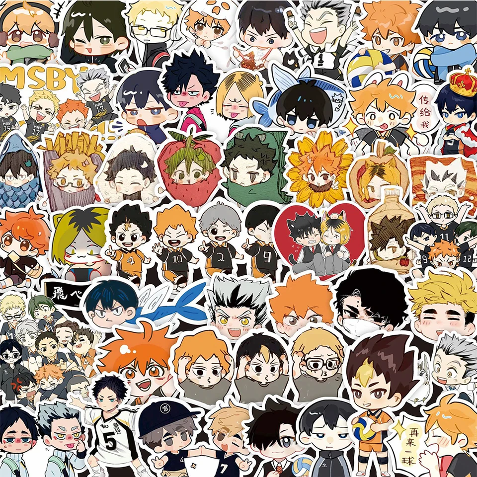 10/30/75ks kawaii anime haikyuu !! Nálepky roztomilé hinata scoyo karikatúry obtisky prenosný telefón skateboard q verzion graffiti nálepka