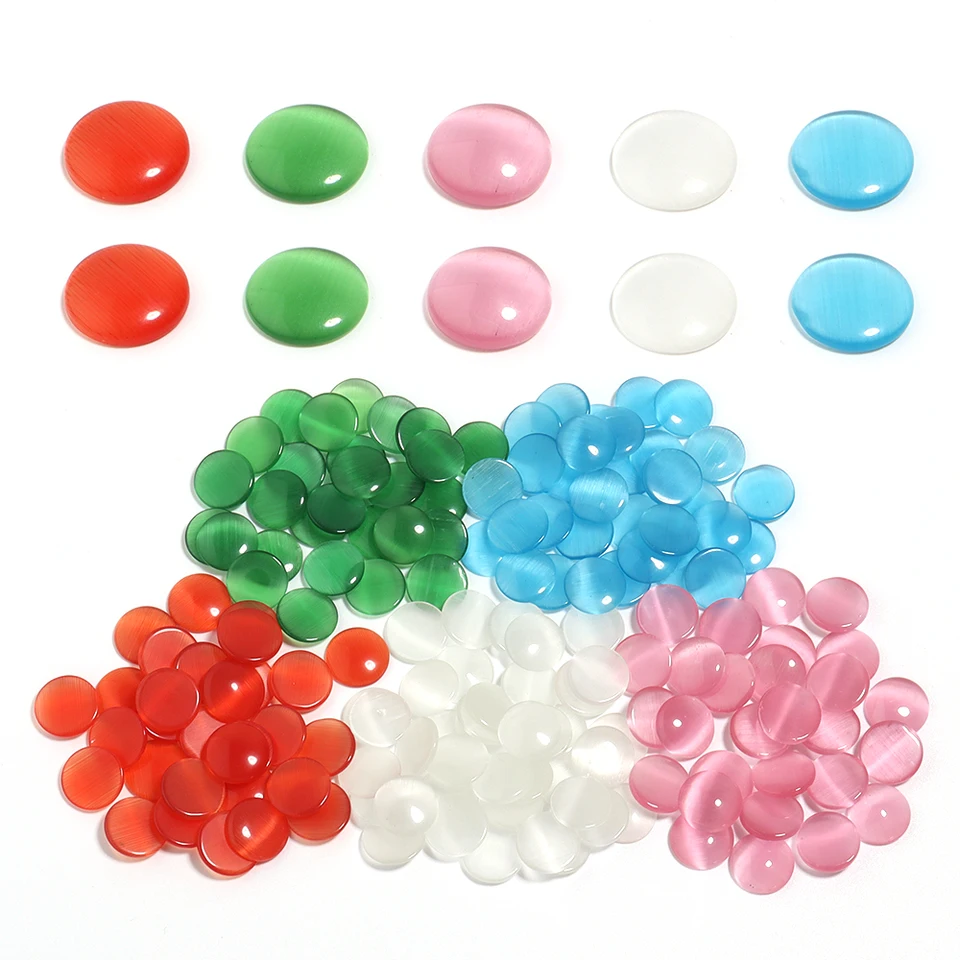 10-30ks/šarža 6-14 mm prírodný kameň Cat Cat Cabochon Loads Mix Color Round Spacer Pead pre šperky výroby DIY doplnky