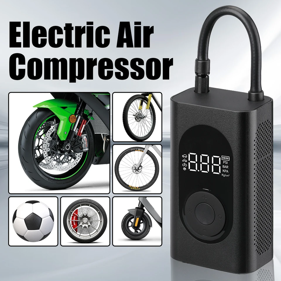 10.3bar 150psi 4000 mAh pre motocykel prenosný prenosný automobilový vzduchový kompresor 15L/min automatické pneumatiky Elektrické pneumatické čerpadlo