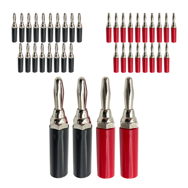 10/40/200ks 4 mm nikel/chrómový pokovovanie adaptéra drôtového kábla Audio Connector Banana Zátka