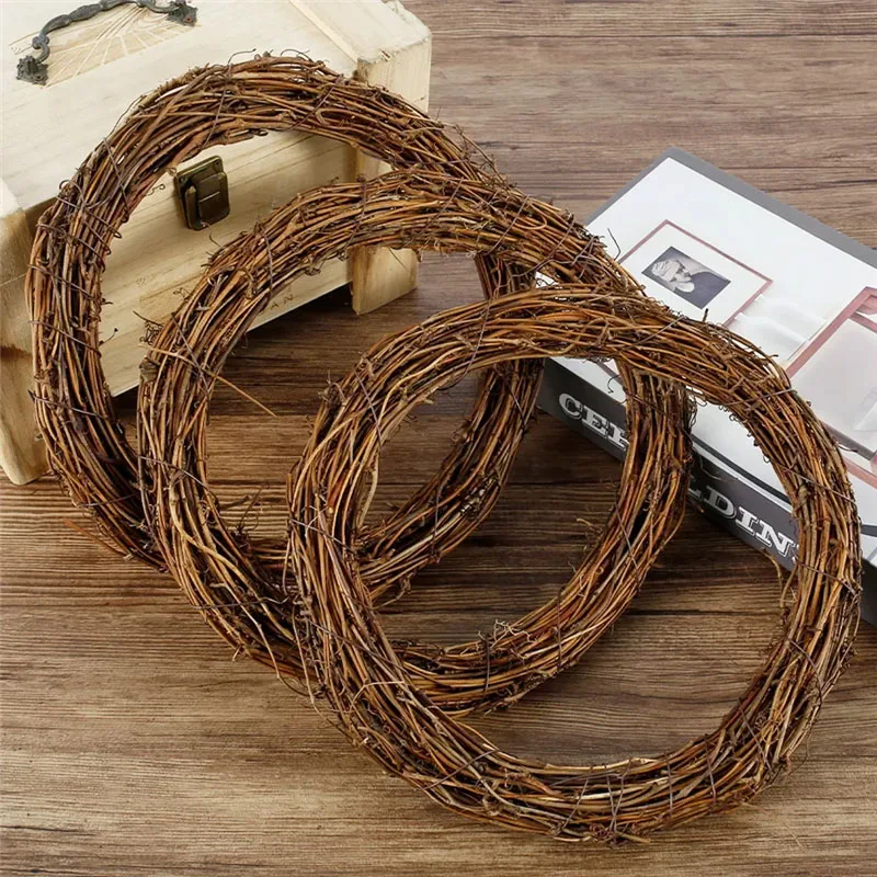 10-40 cm DIY Sepak Takraw DEATHETH ROUND PRÍRODNÉ RATtan Ring Vianočné vianočné girlandy Závesné dvere Ozdob