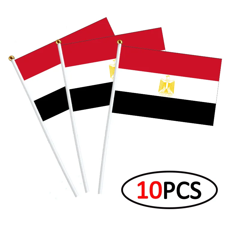 10/50/100 pcs Ručný Egypt národná vlajka s pólom, 8. vlajka, 14*21 cm