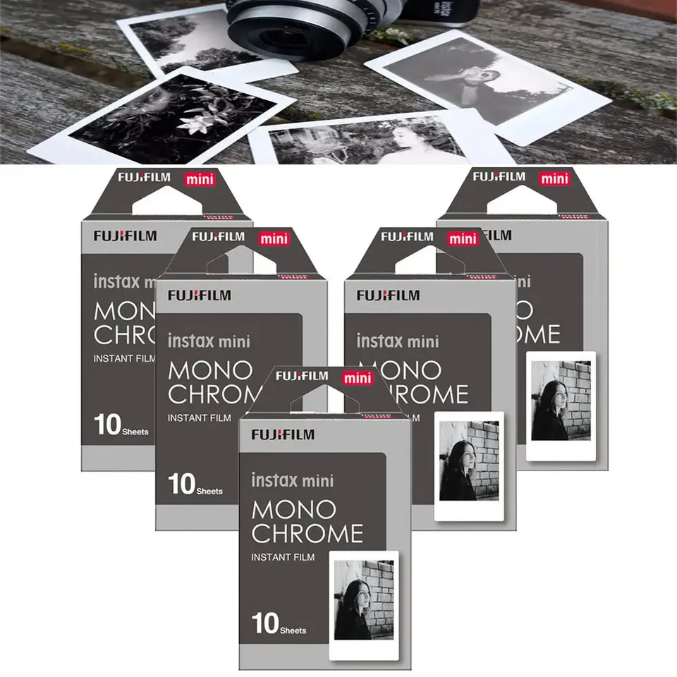 10/50 listov Fujifilm Instax Mini 12 Film monochroma pre Mini 8 11 7S 9 50S 50I 90 25 Zdieľanie SP-1 SP-2 Okamžitý foto papierový fotoaparát